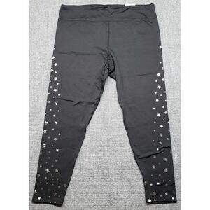 Xersion Compression Pants Womens XL Black Silver Stars Athleisure Stretch New